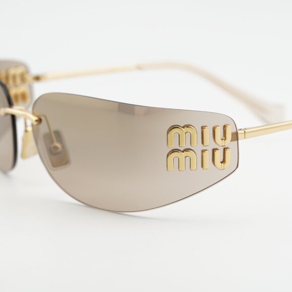 Miu Miu MUA51S 5AK20P Sunglasses Gold Rectangle Frame, Bronze Mirror Lenses main image 9
